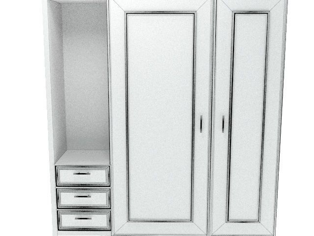 Cupboard wardrobe with doors and drawers 3D print model_4