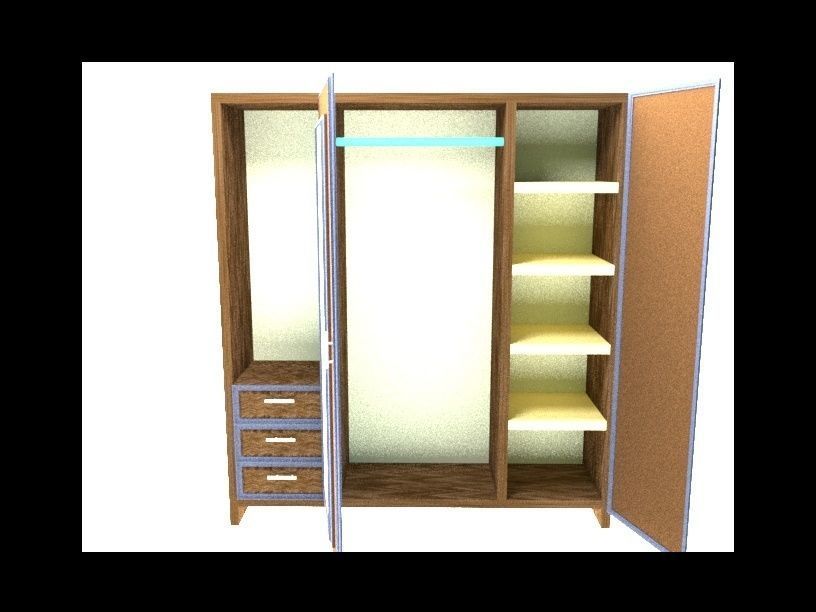 Cupboard wardrobe with doors and drawers 3D print model_3