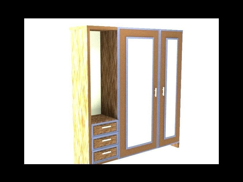 Cupboard wardrobe with doors and drawers 3D print model_2