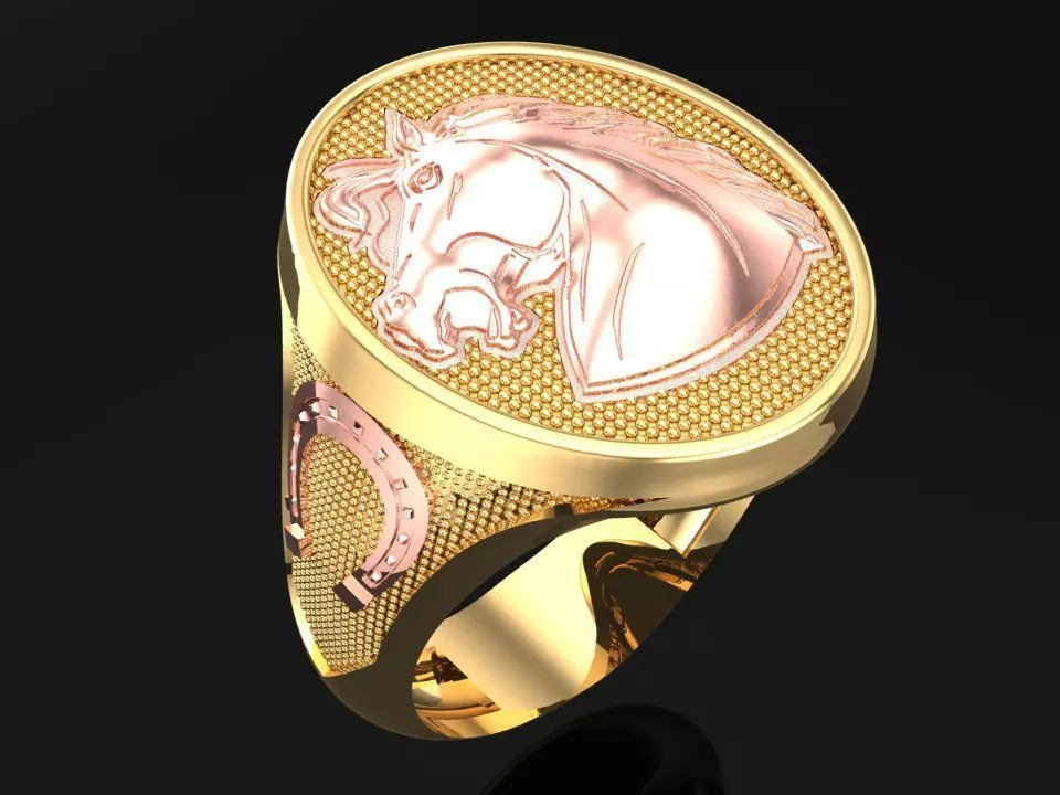 Horse ring - Mens horse ring - Mens ring - N1120 3D print model