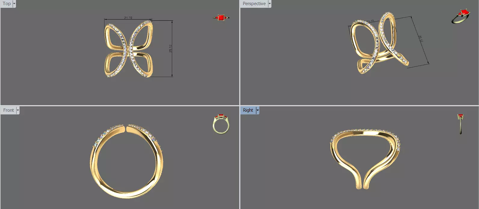 butterfly ring 3D print model_0