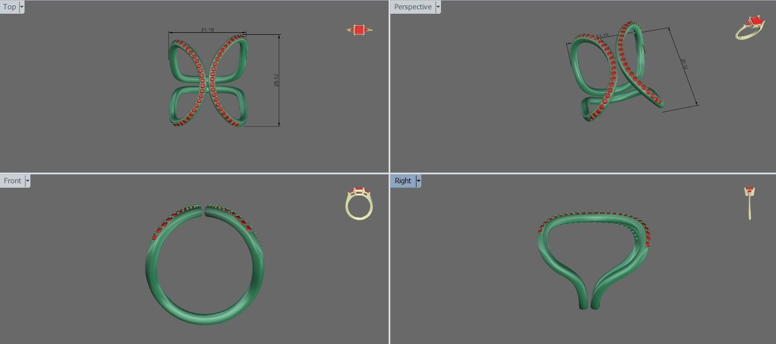 butterfly ring 3D print model_5