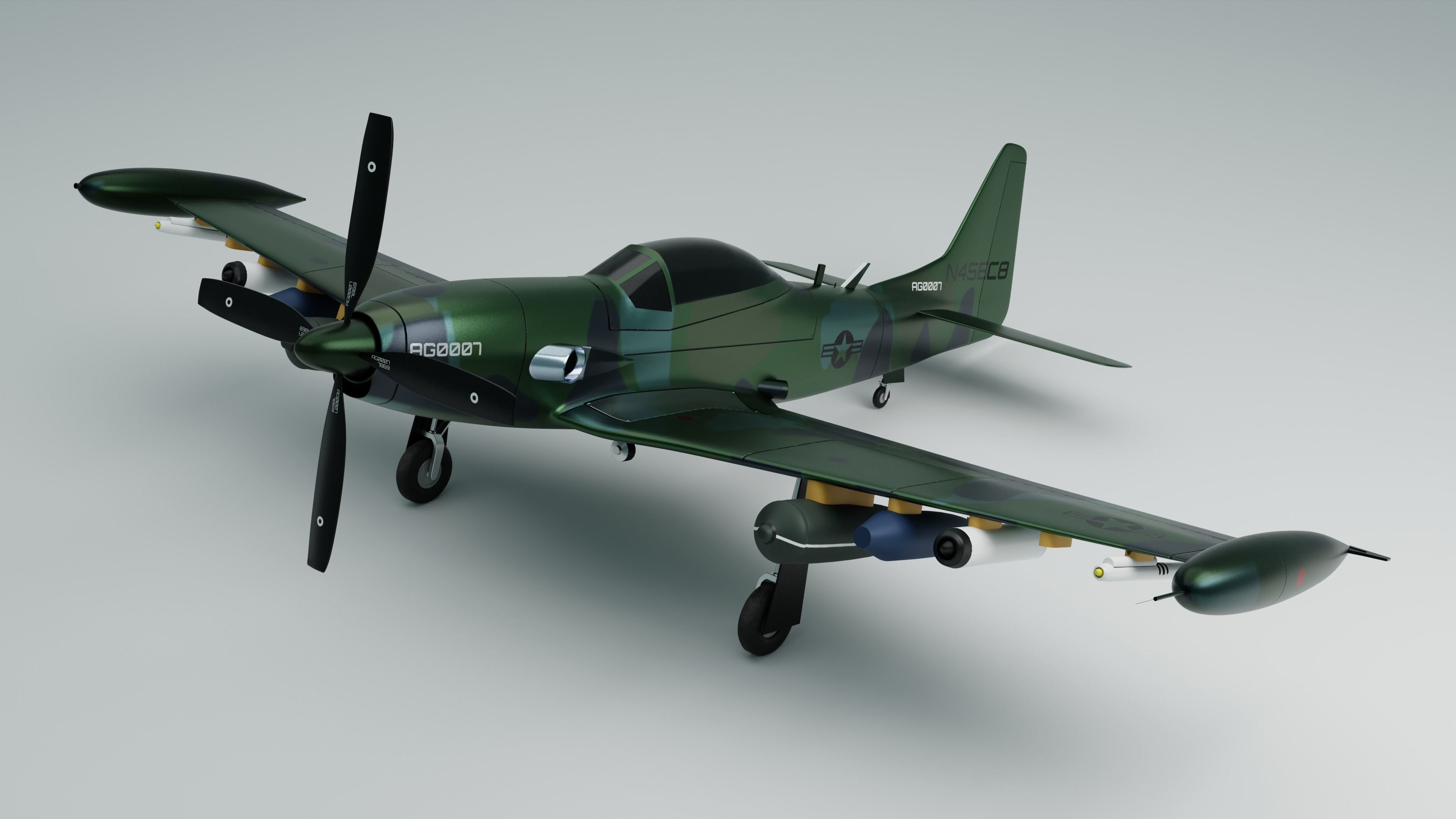 Piper PA-48 Enforcer - That BADASS MUSTANG  - Low-poly 3D model_2