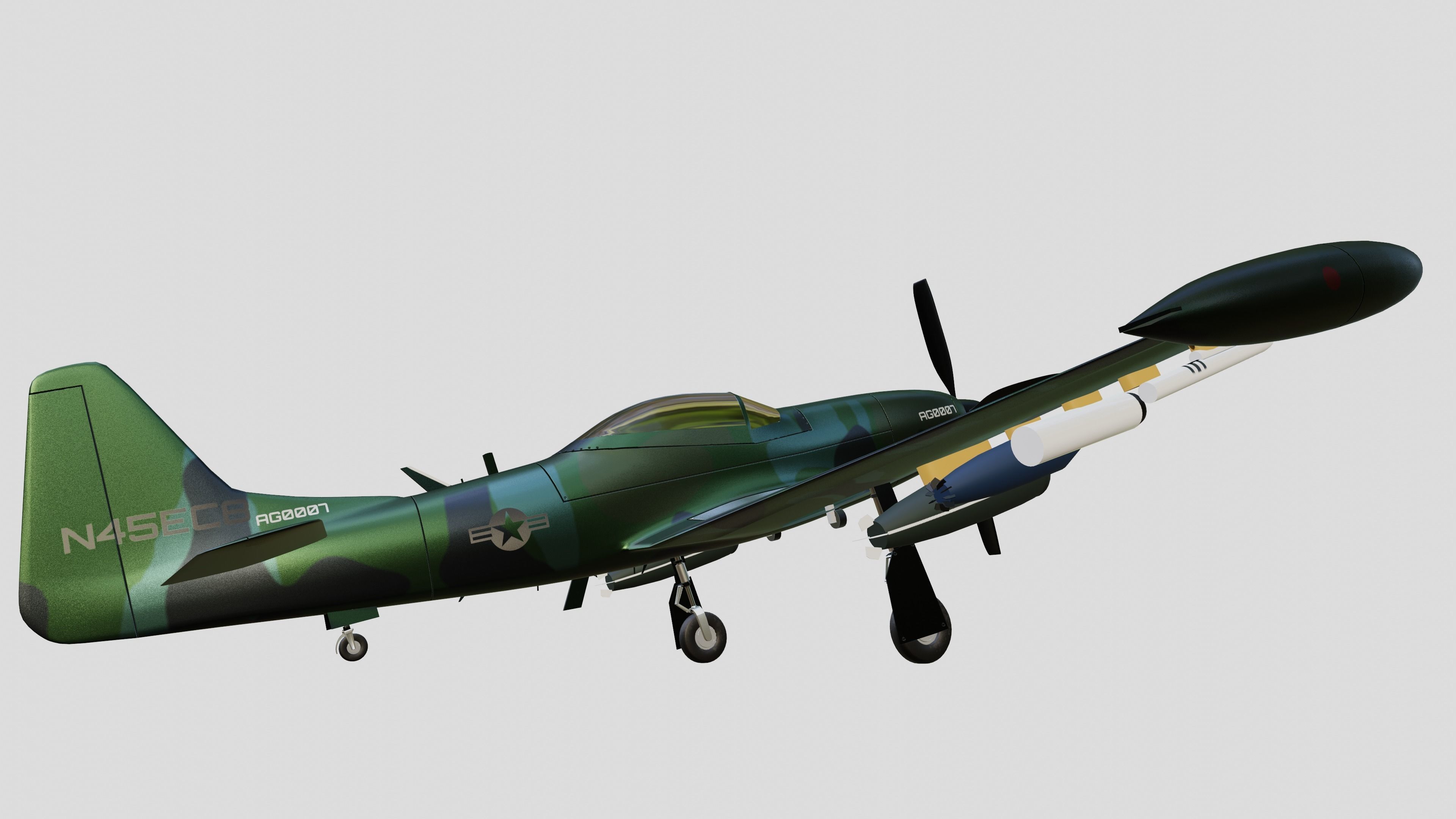 Piper PA-48 Enforcer - That BADASS MUSTANG  - Low-poly 3D model_15