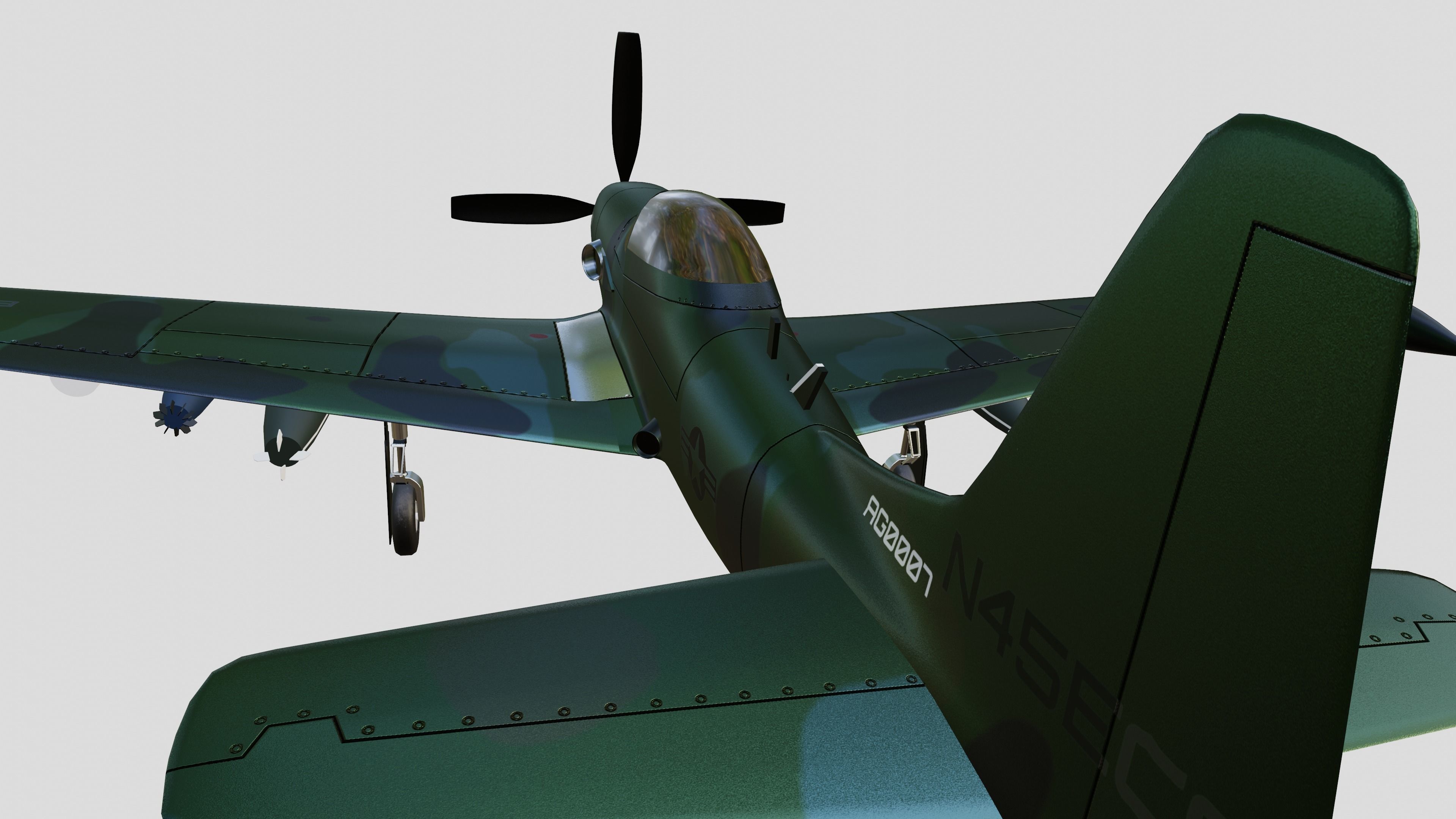 Piper PA-48 Enforcer - That BADASS MUSTANG  - Low-poly 3D model_17