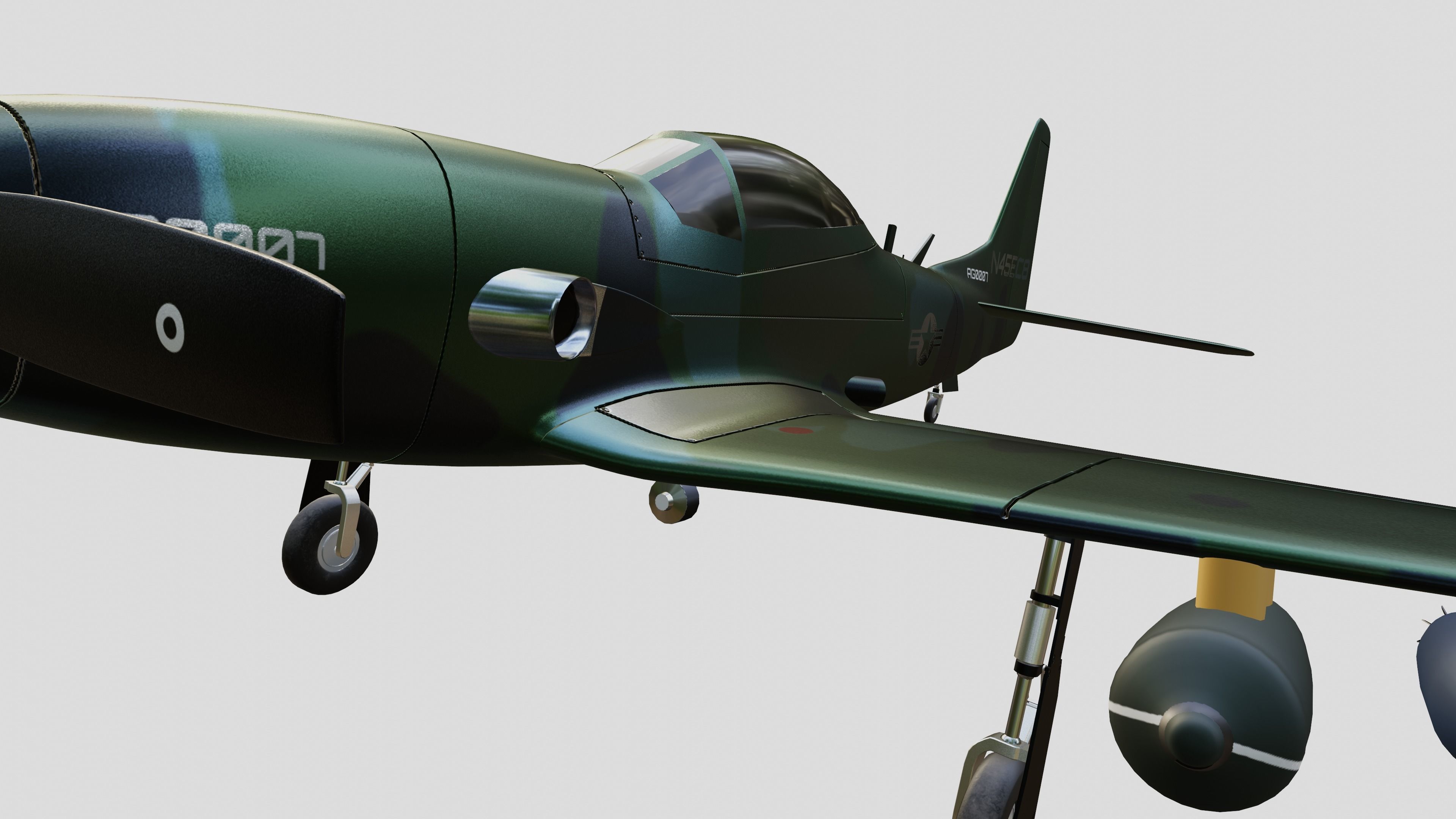 Piper PA-48 Enforcer - That BADASS MUSTANG  - Low-poly 3D model_6