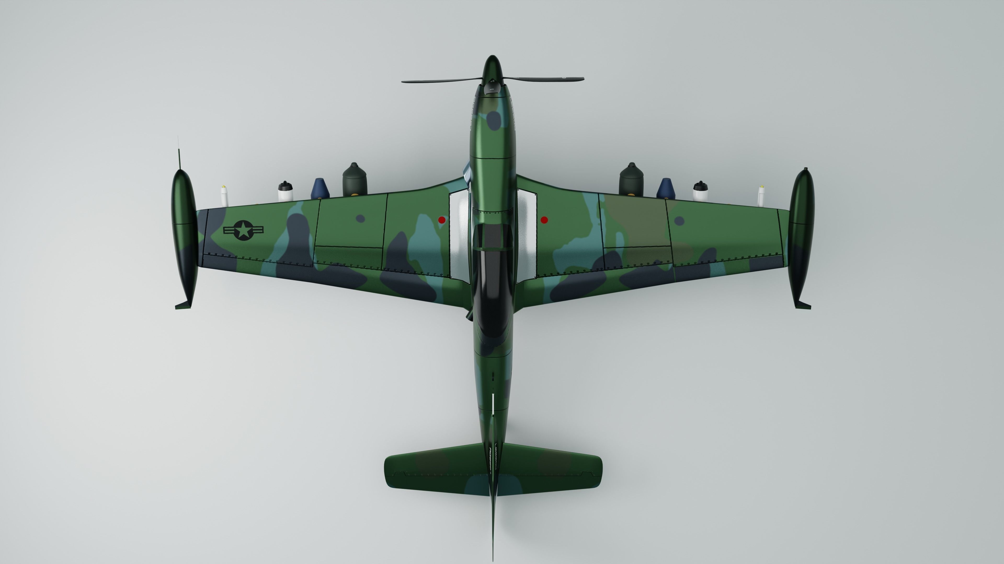 Piper PA-48 Enforcer - That BADASS MUSTANG  - Low-poly 3D model_3