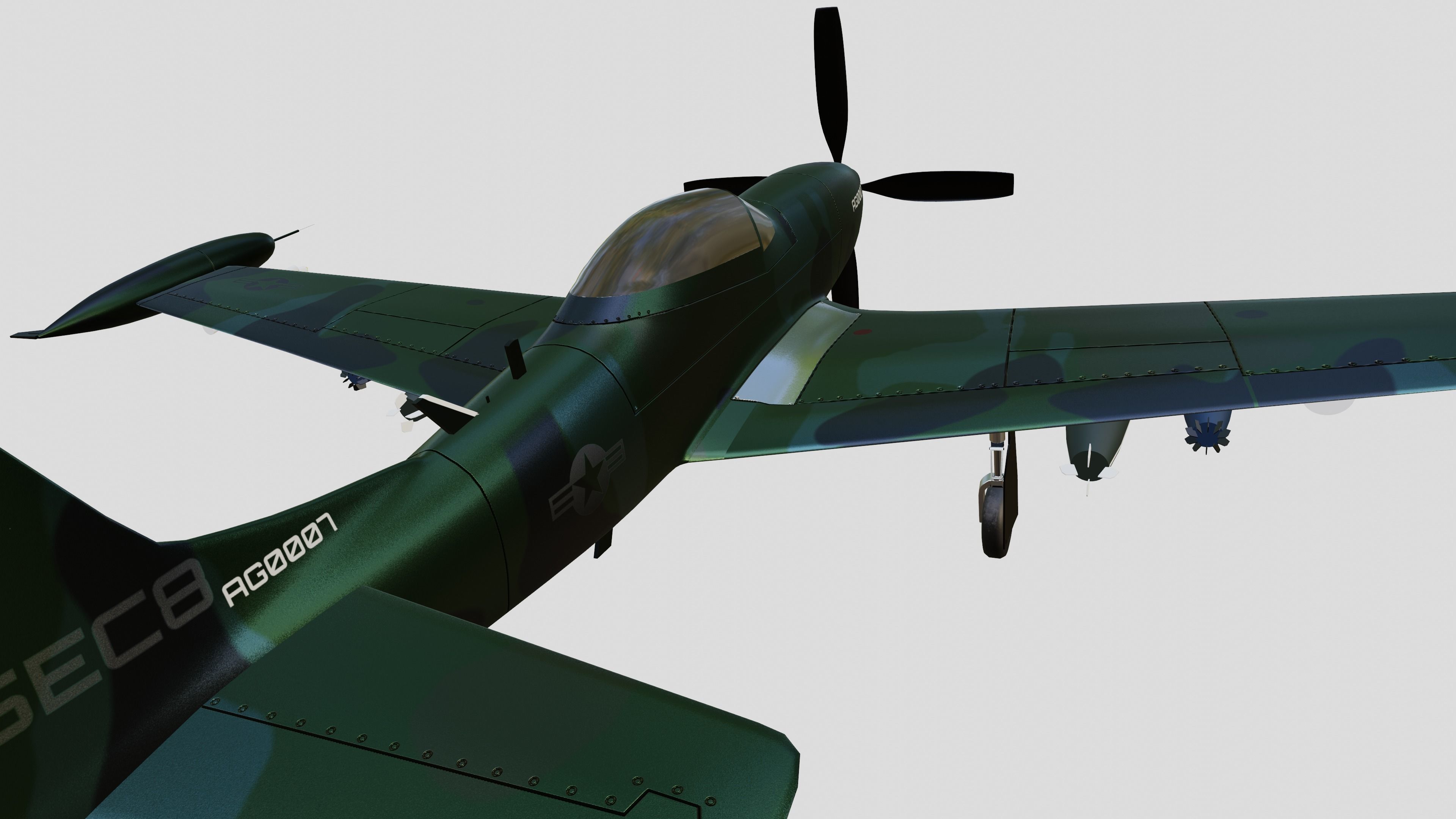 Piper PA-48 Enforcer - That BADASS MUSTANG  - Low-poly 3D model_18