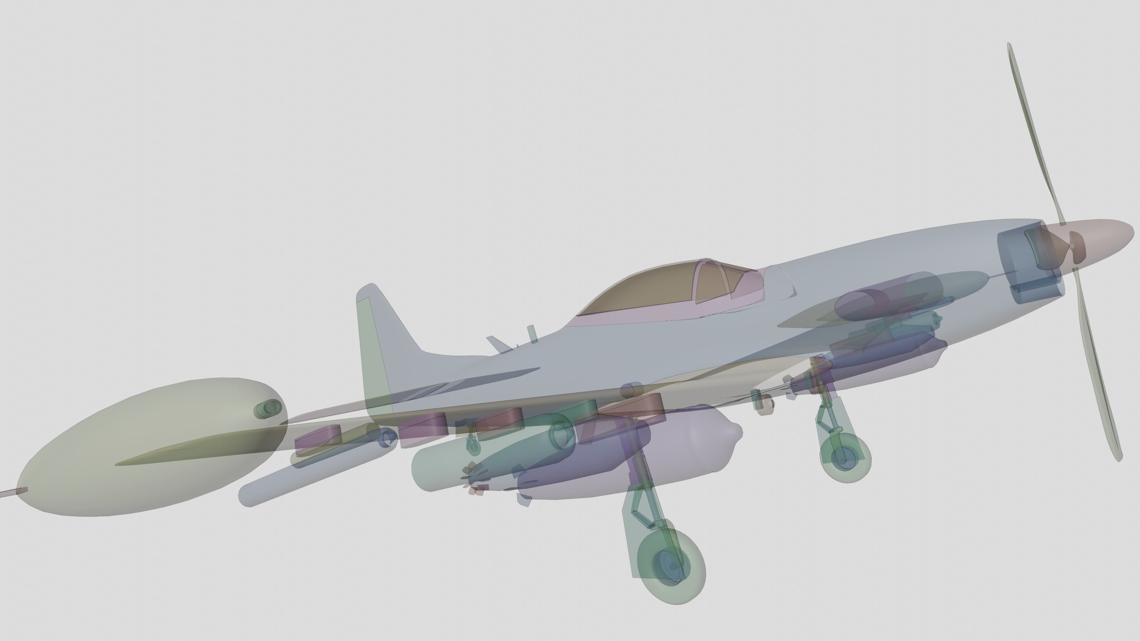 Piper PA-48 Enforcer - That BADASS MUSTANG  - Low-poly 3D model_24