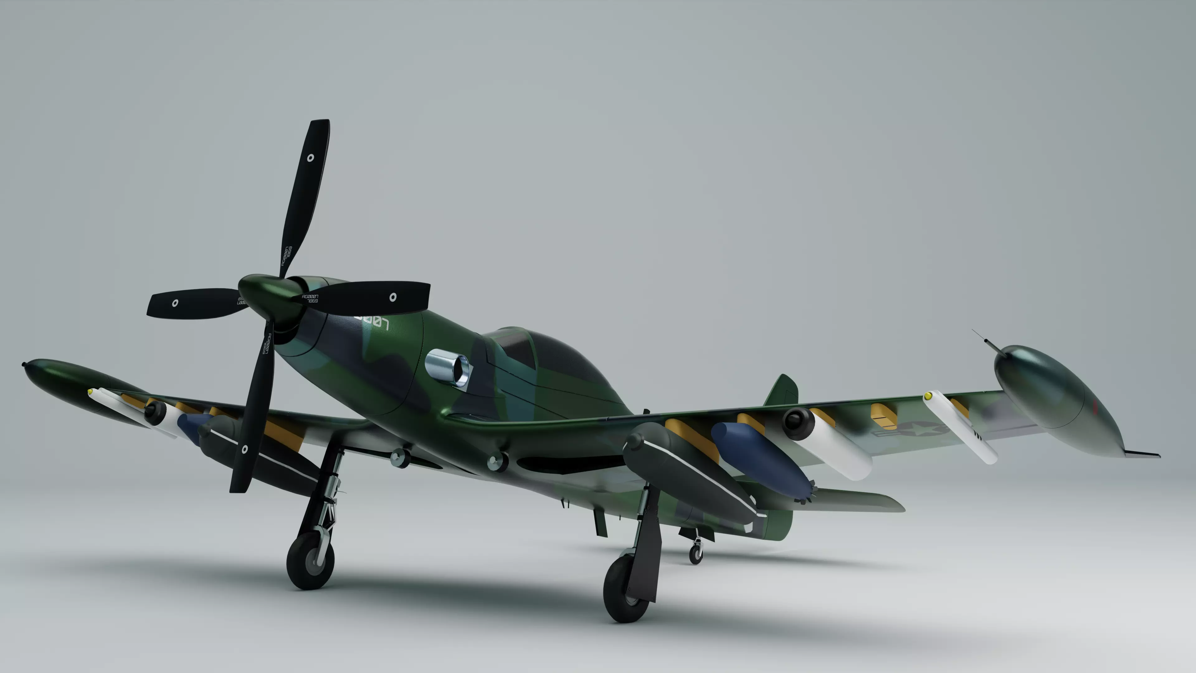 Piper PA-48 Enforcer - That BADASS MUSTANG  - Low-poly 3D model_0