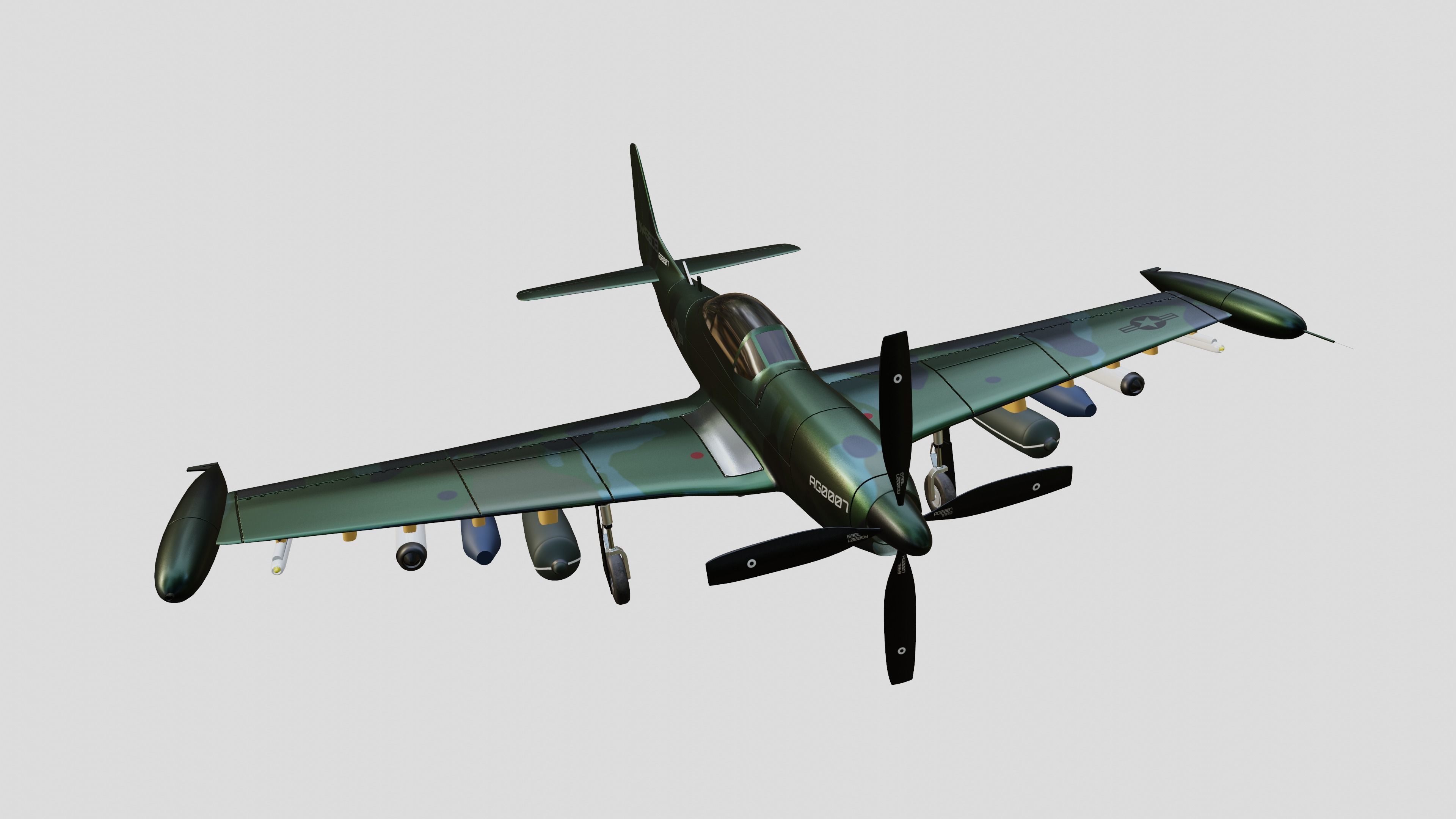 Piper PA-48 Enforcer - That BADASS MUSTANG  - Low-poly 3D model_5