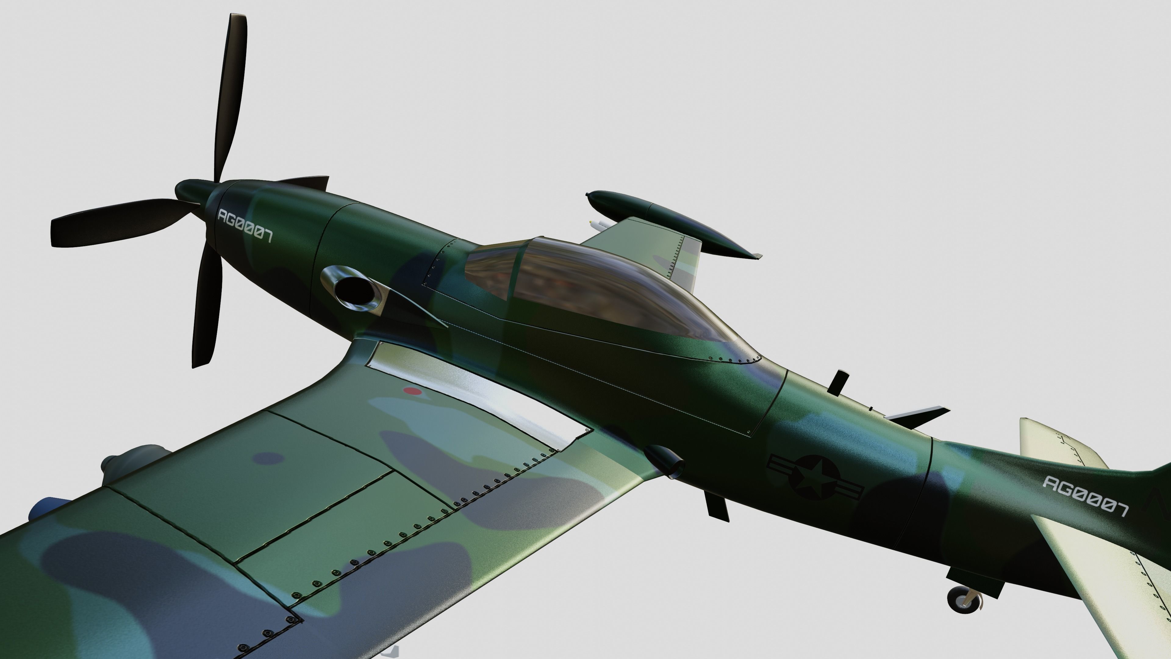 Piper PA-48 Enforcer - That BADASS MUSTANG  - Low-poly 3D model_12