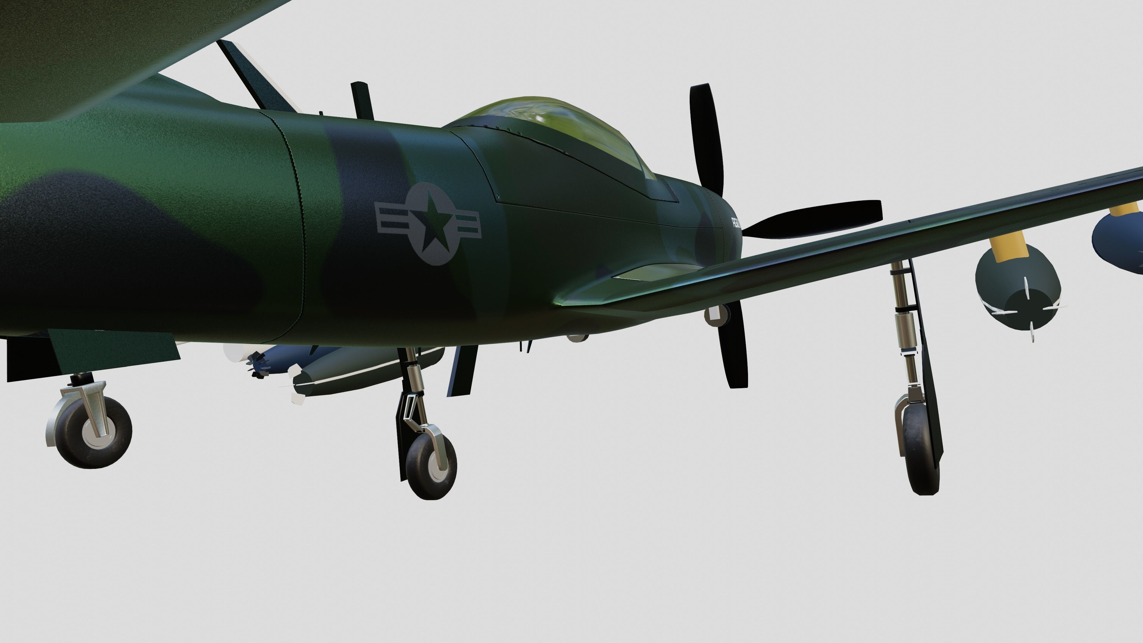 Piper PA-48 Enforcer - That BADASS MUSTANG  - Low-poly 3D model_7