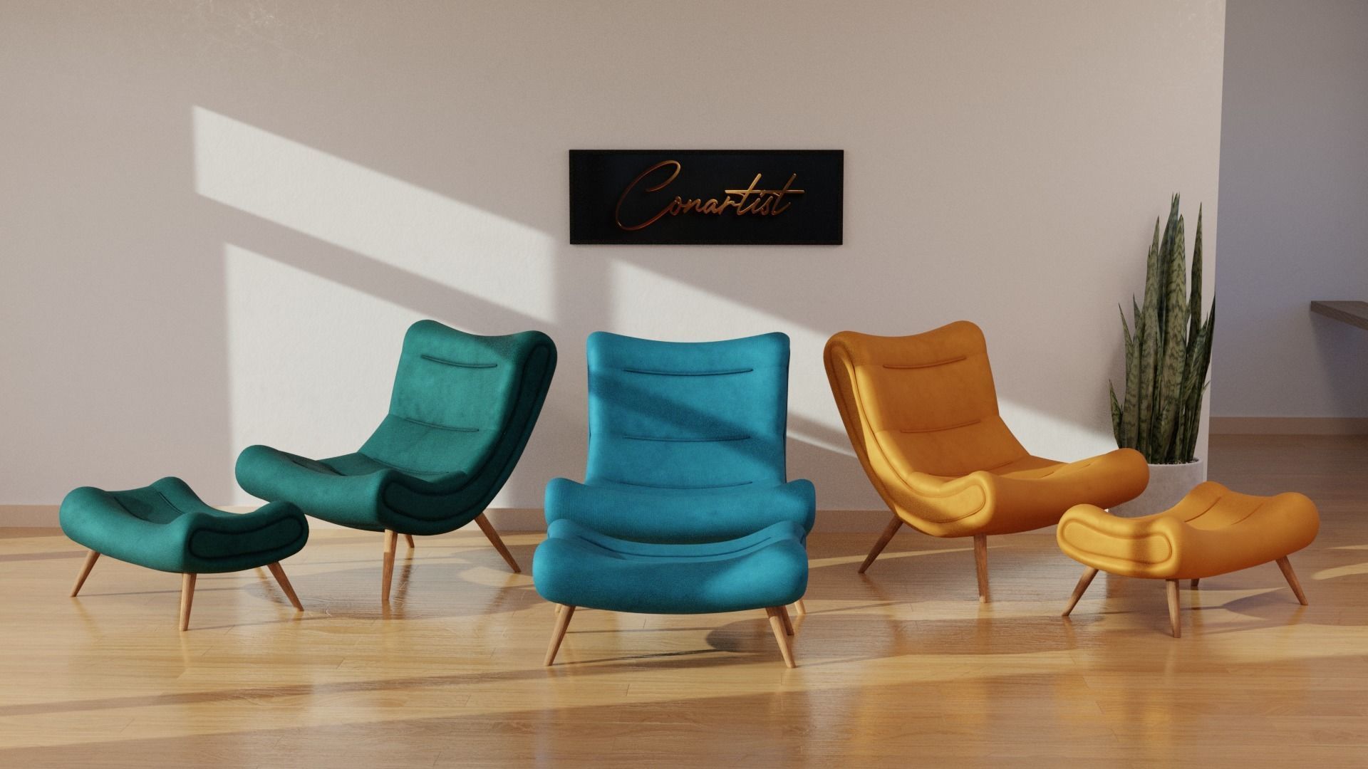 Nordic Snail Chair for interiors 3D model_2