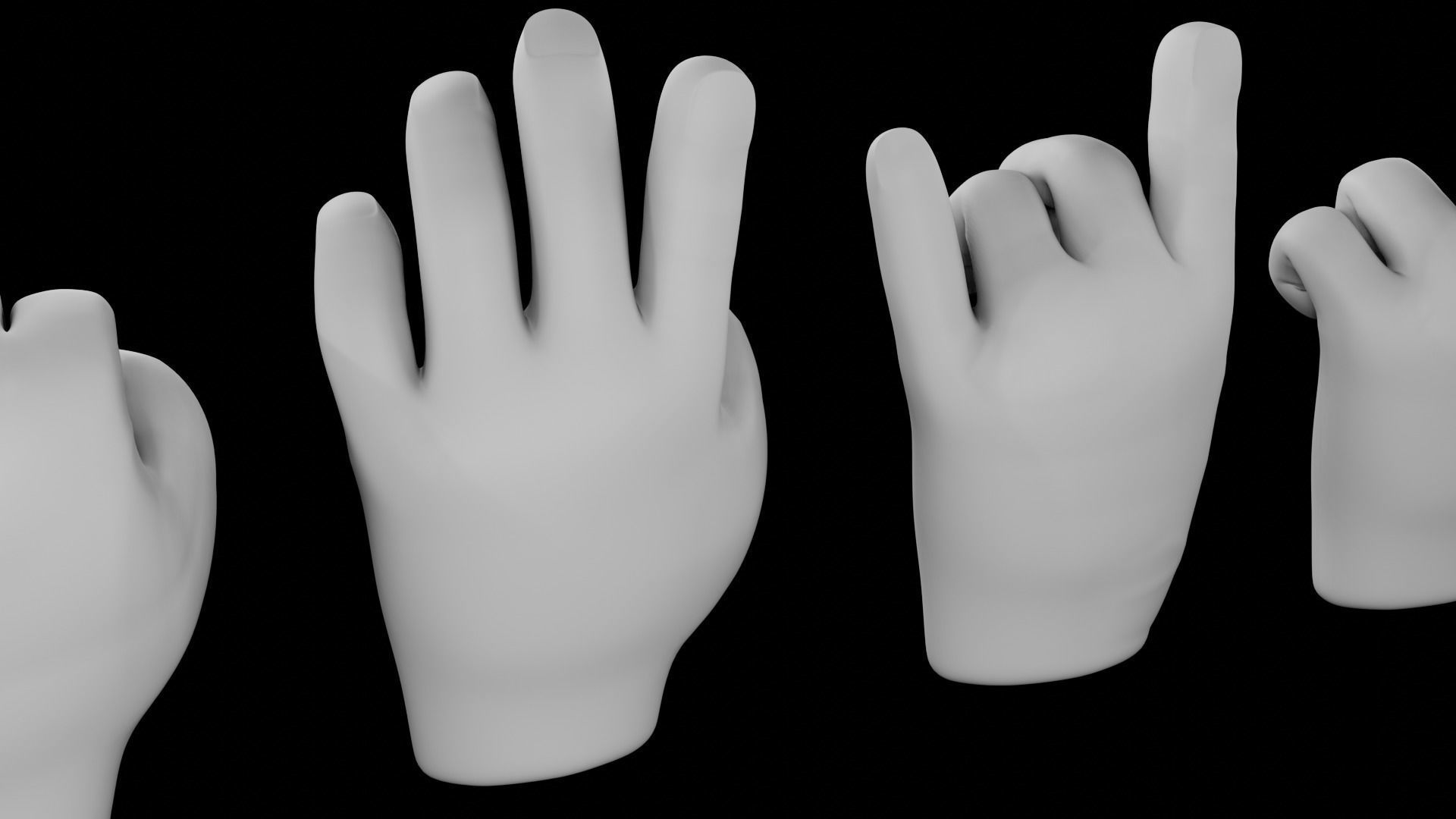 Hands Cartoon Iconics 3D model_7