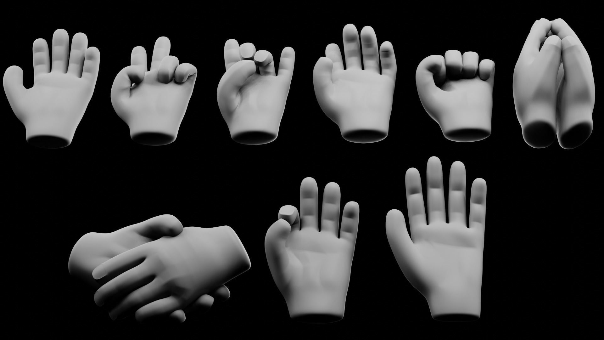 Hands Cartoon Iconics 3D model_1