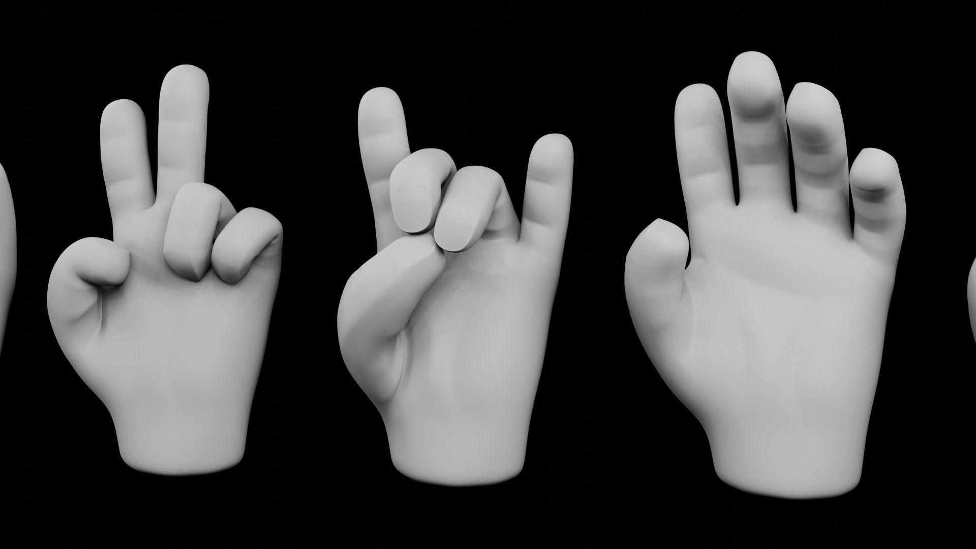 Hands Cartoon Iconics 3D model_3