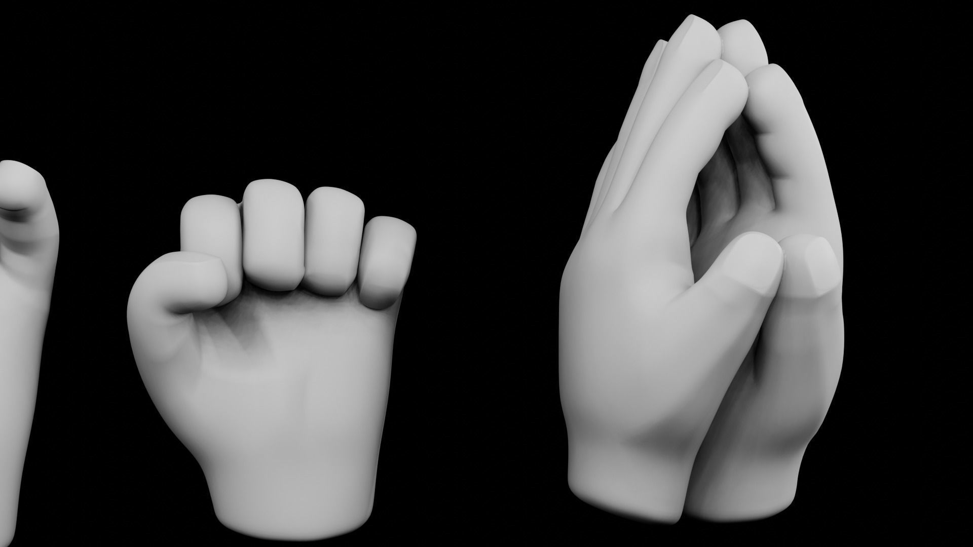 Hands Cartoon Iconics 3D model_4