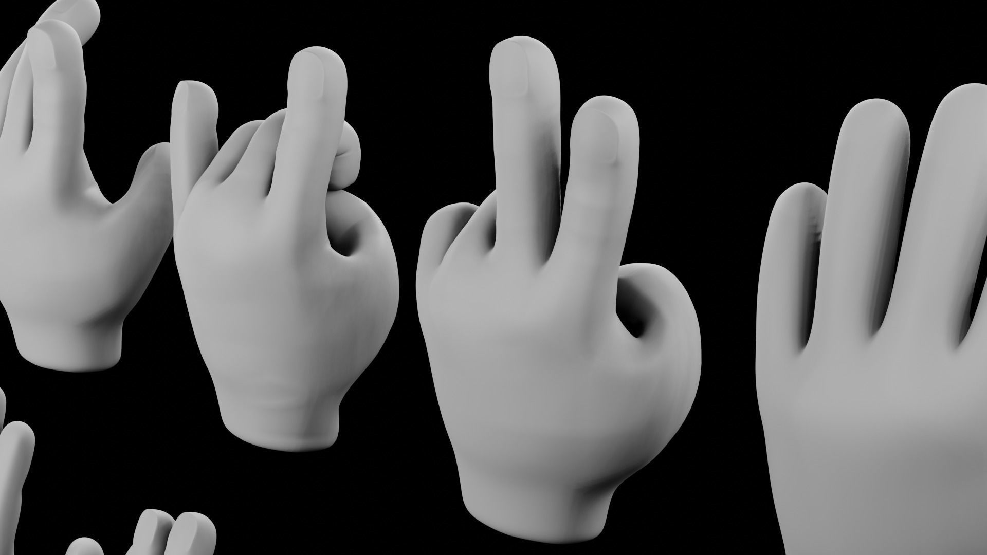 Hands Cartoon Iconics 3D model_6