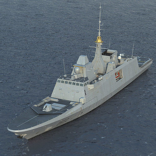 French Navy FREMM Frigate D650 Aquitaine 3D model