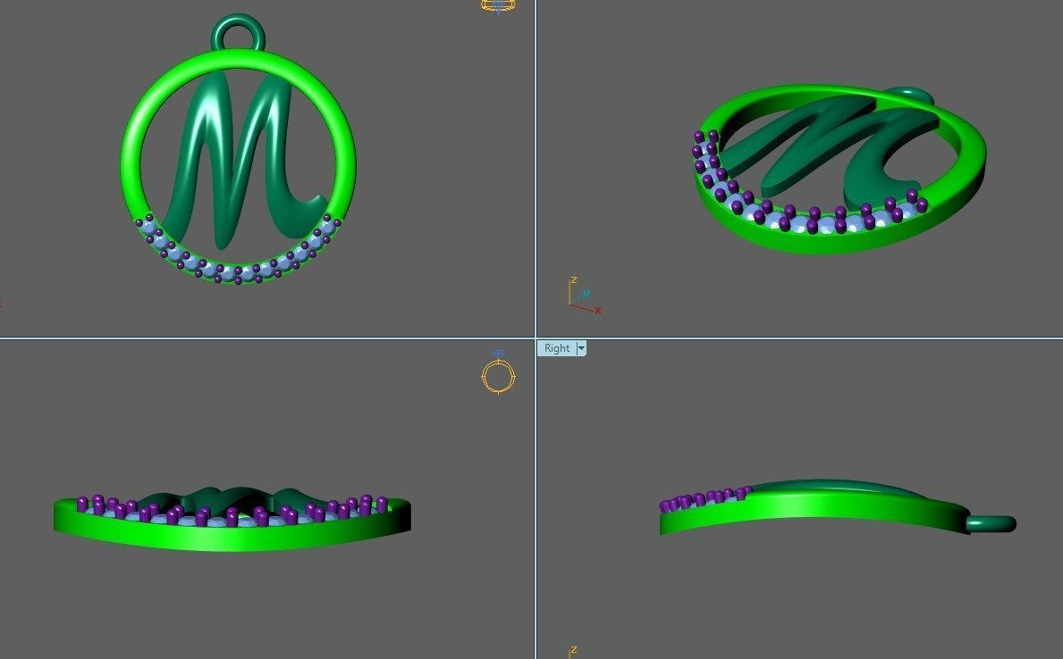 Initial Letter Pendant M 3D print model_1