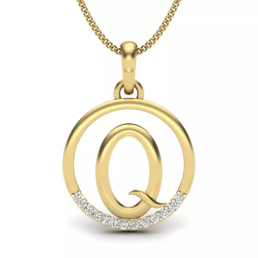 Initial Letter Pendant Q 3D print model