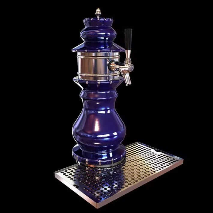 Beautiful Blue Ornate Beer Tap 3D model_0