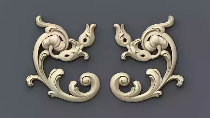 Decor two ornate metal pieces