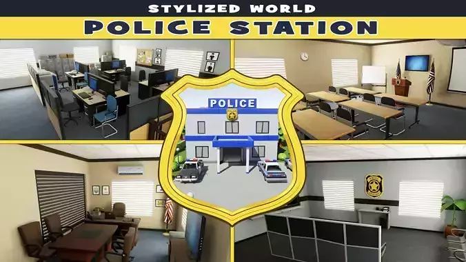 Police Station Stylized Low-poly 3D model