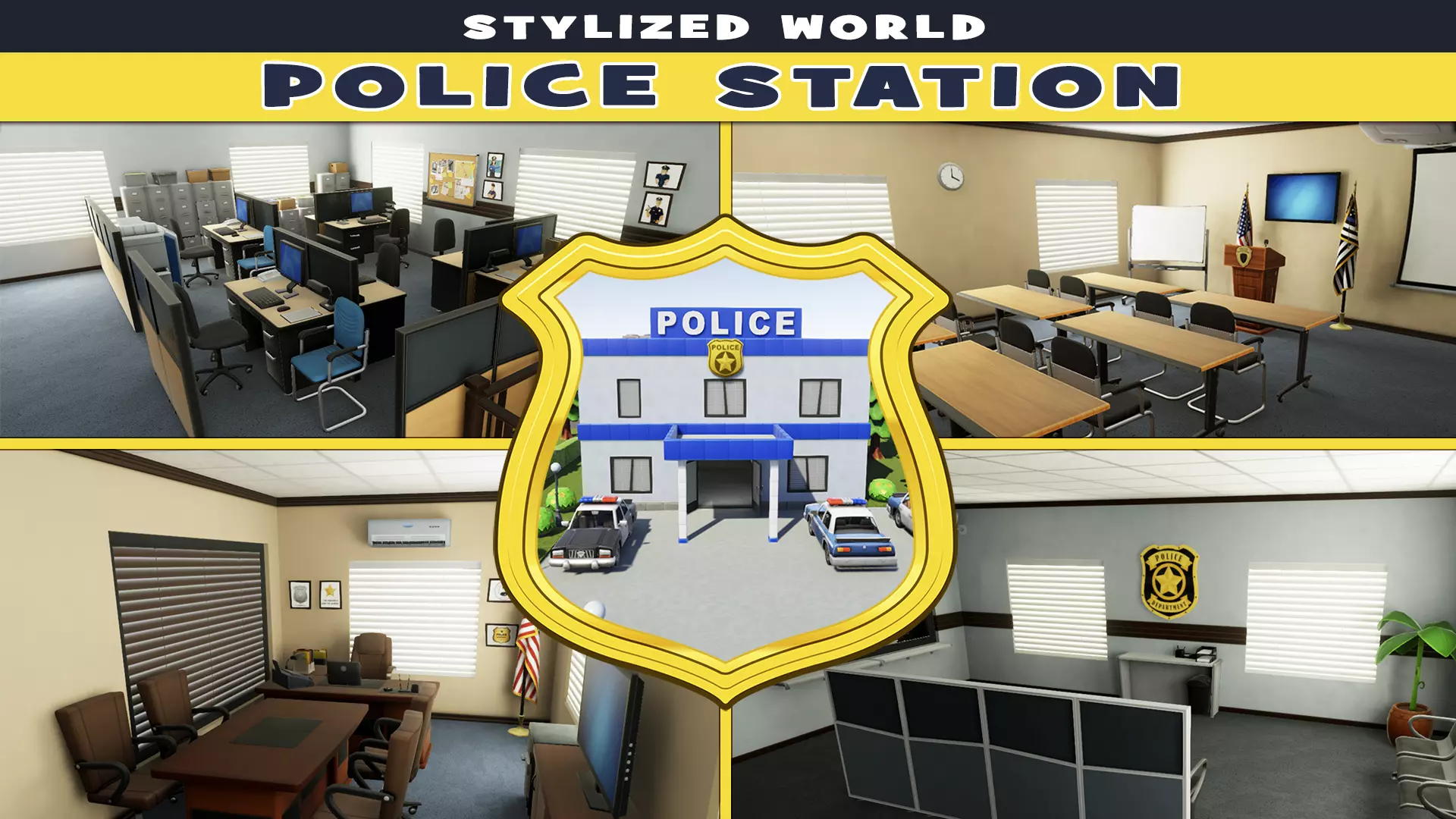 Police Station Stylized Low-poly 3D model_0