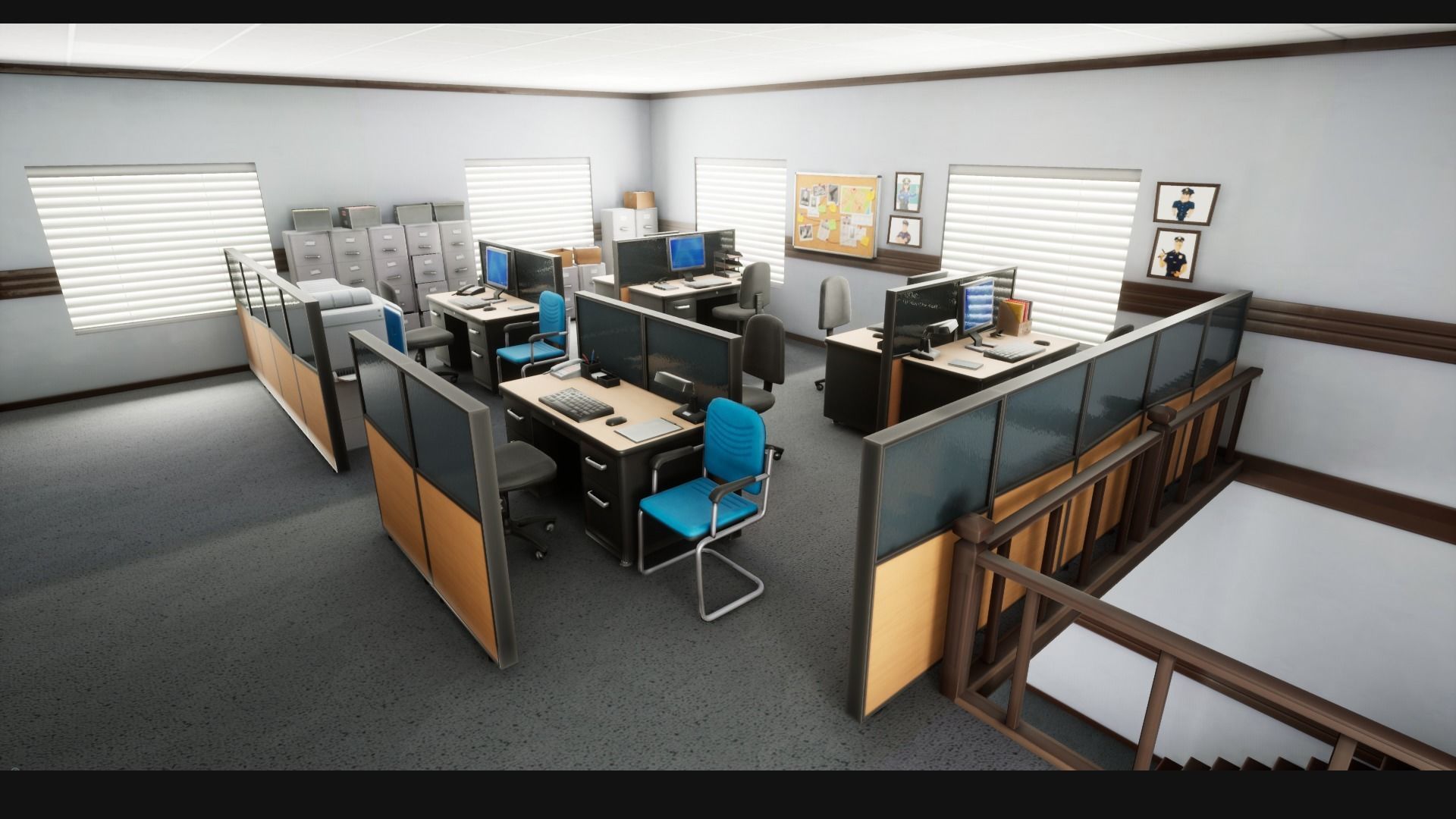 Police Station Stylized Low-poly 3D model_9