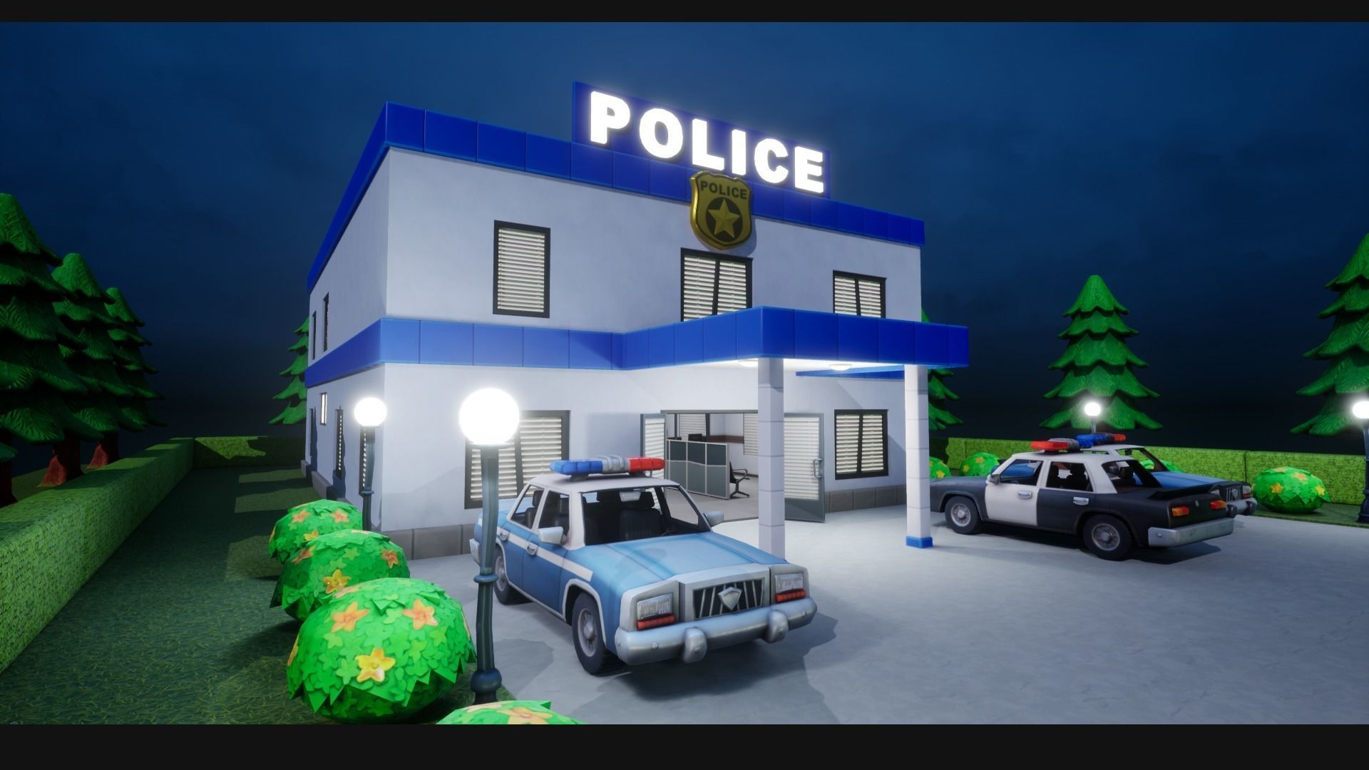Police Station Stylized Low-poly 3D model_12