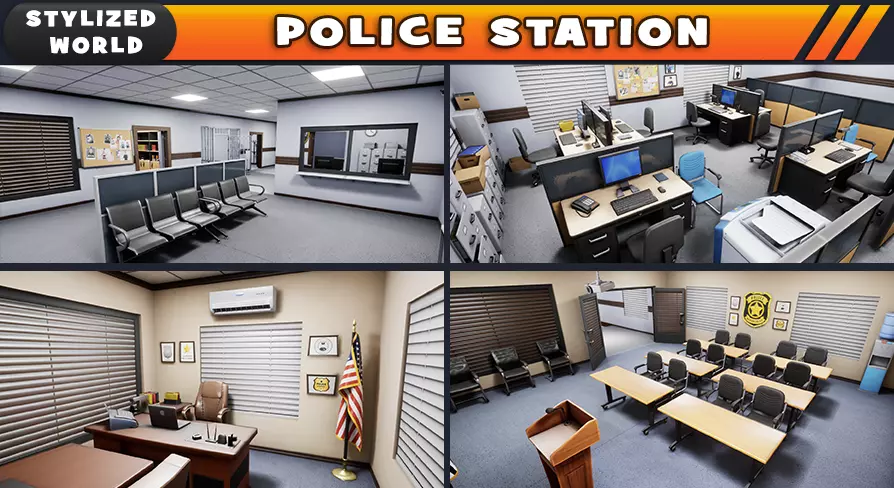 Police Station Stylized Low-poly 3D model