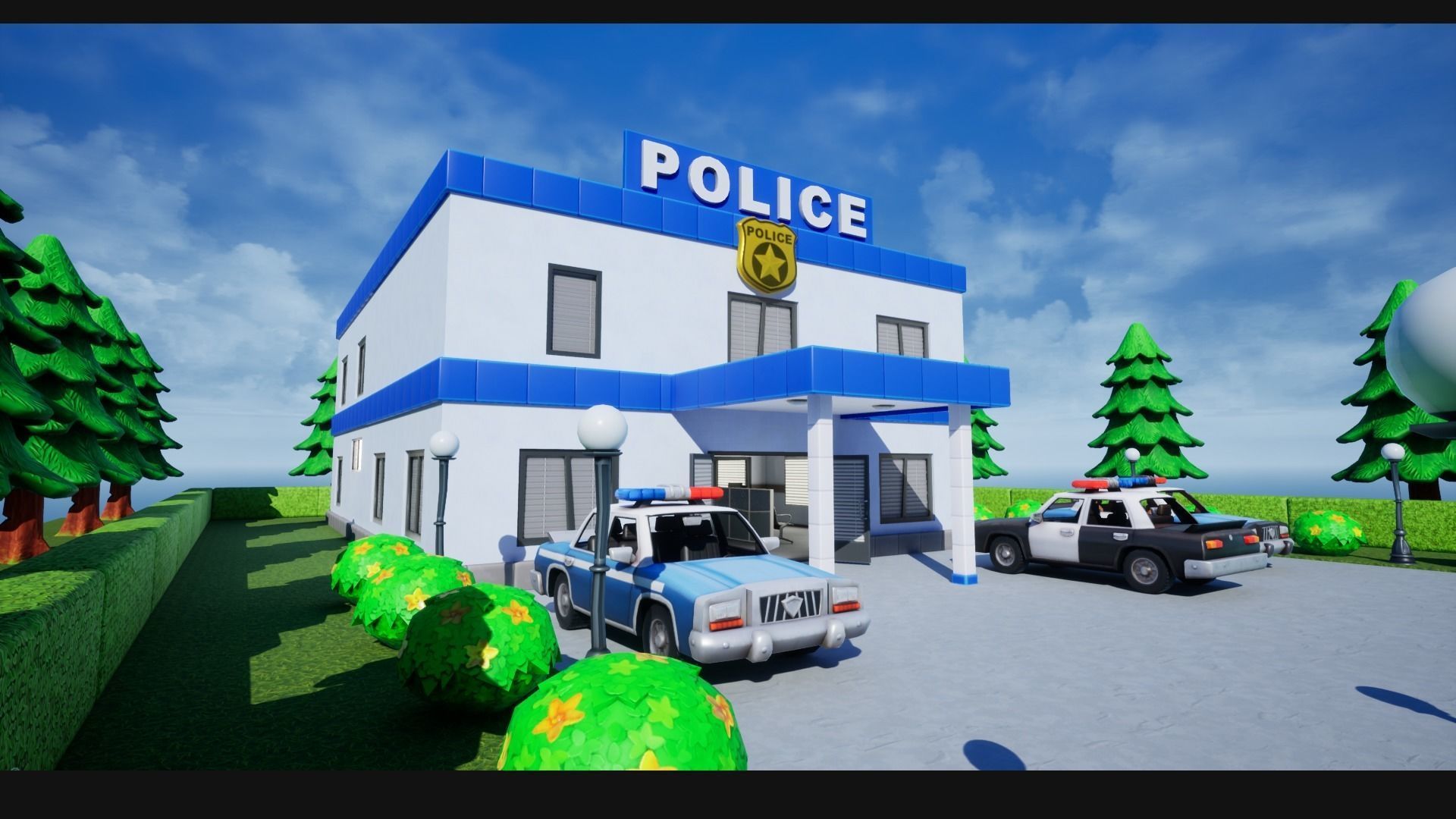 Police Station Stylized Low-poly 3D model_3