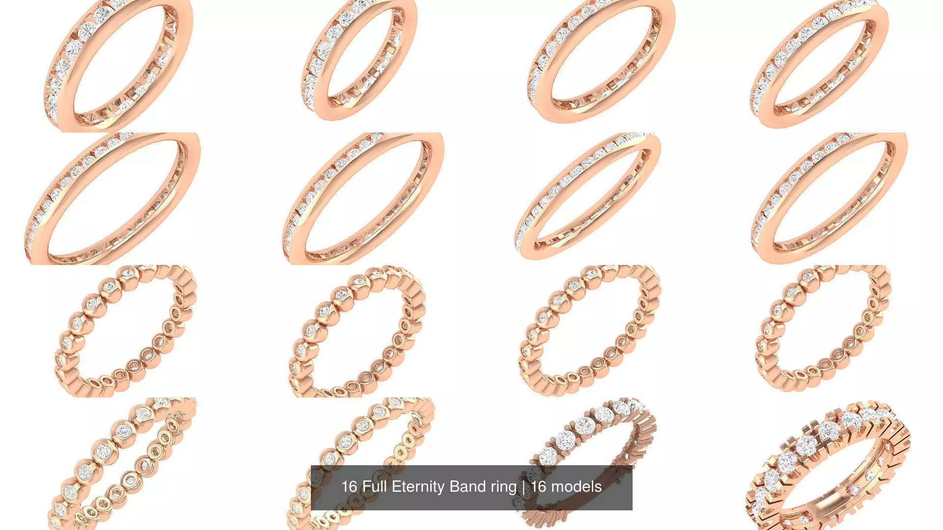 16 Full Eternity Band ring 3D Model Collection_0