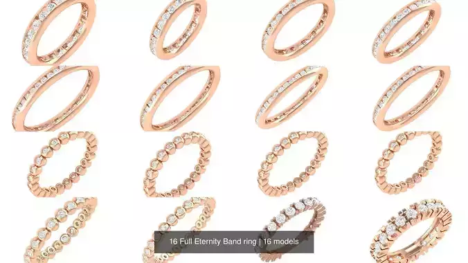 16 Full Eternity Band ring 3D Model Collection