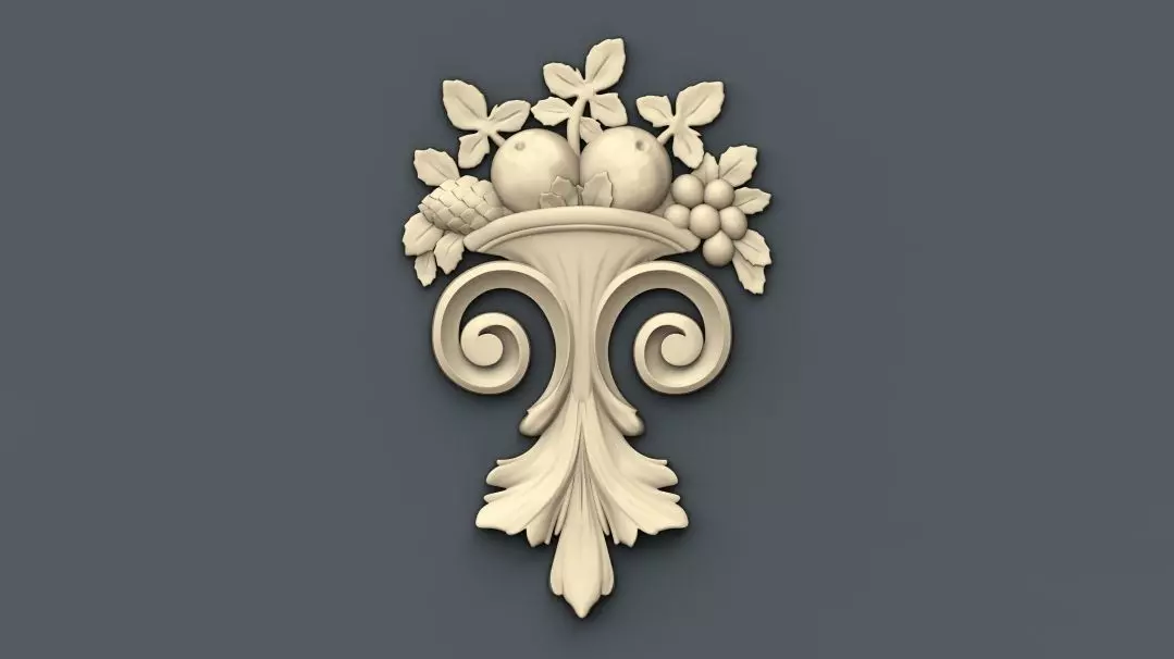 Decor 6 ornate ornament with flowers and leaves 3D print model_0