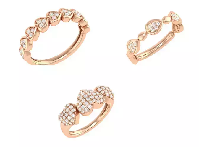 3 Heart Love ring 