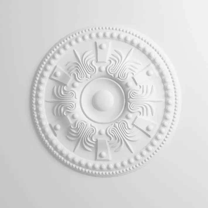 Intricated White Plaster Ceiling Decoration 3D model_0