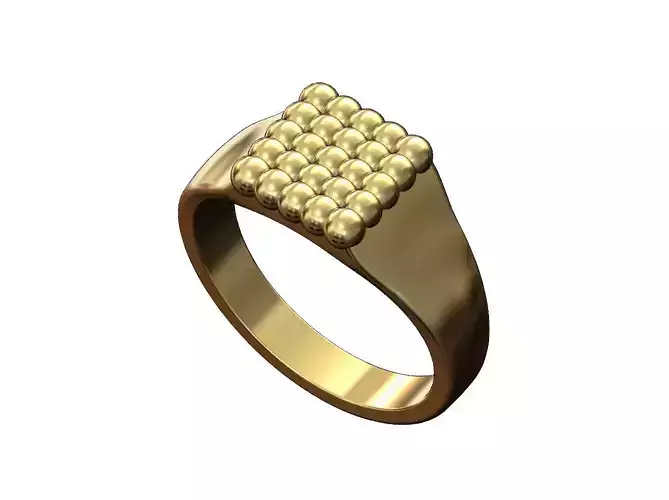 Beaded square signet ring US size 6to10