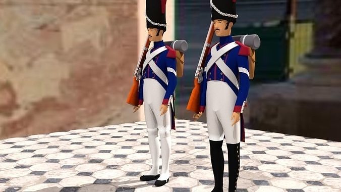 Grenadier de la Garde or Guard Grenadier of Napoleon Low-poly 3D model