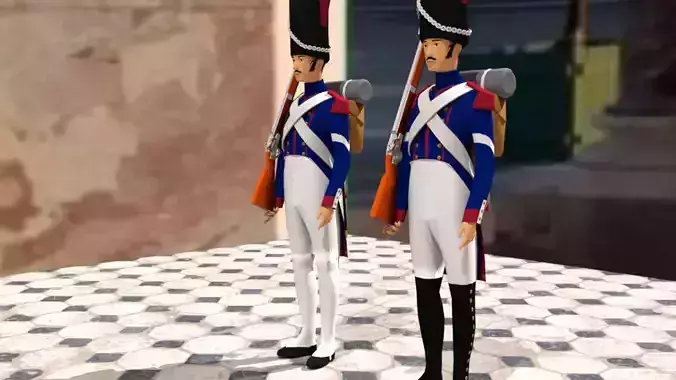 Grenadier de la Garde or Guard Grenadier of Napoleon Low-poly 3D model