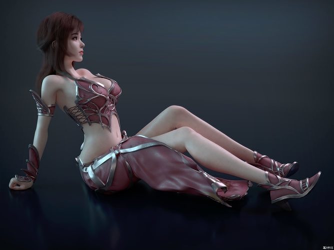 Beautiful female mage model in Zhufeng community Low-poly 3D model