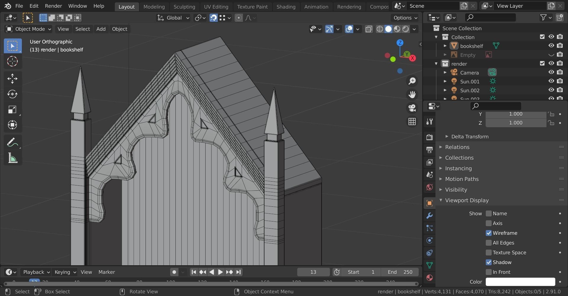 Gothic bookshelf Low-poly 3D model_17