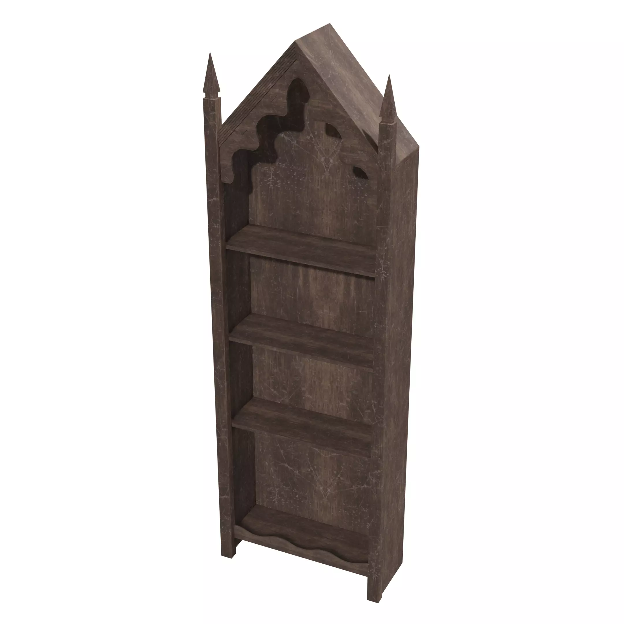 Gothic bookshelf Low-poly 3D model_0