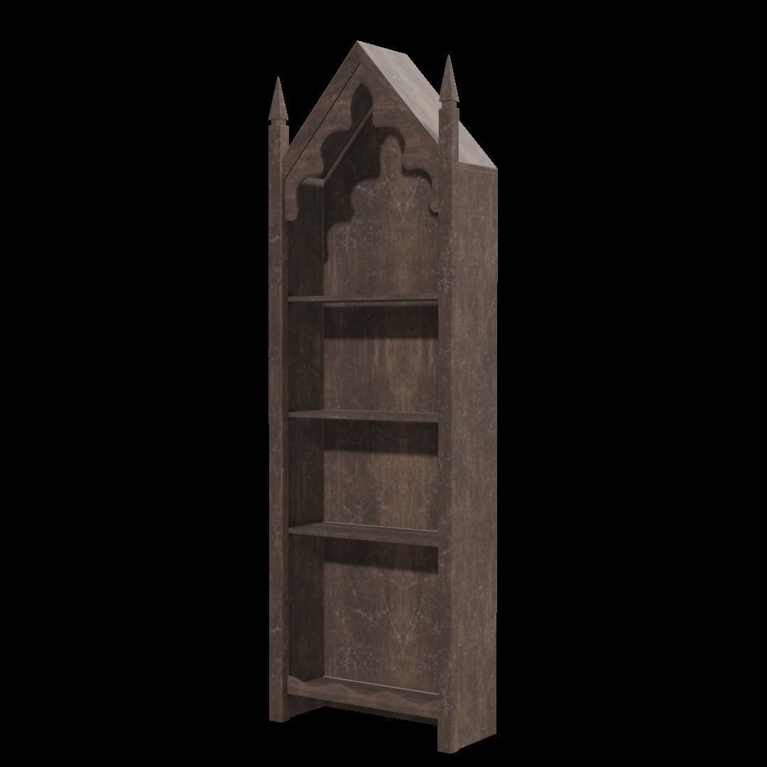 Gothic bookshelf Low-poly 3D model_16