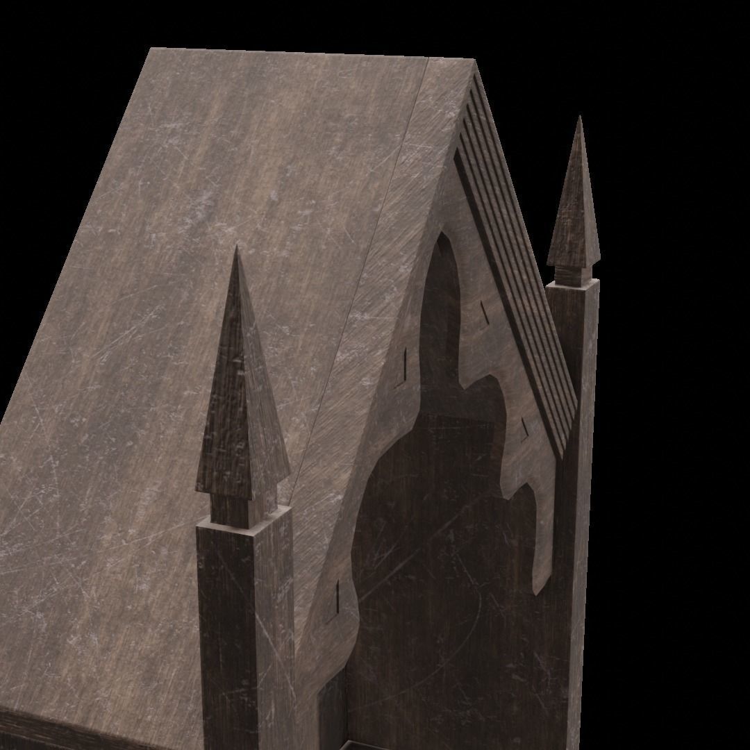 Gothic bookshelf Low-poly 3D model_8