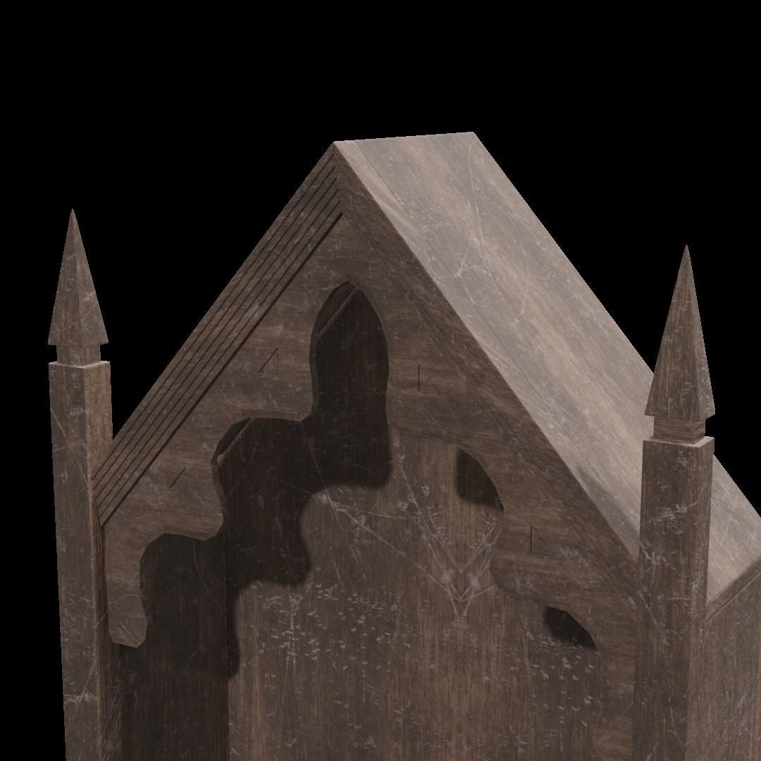 Gothic bookshelf Low-poly 3D model_2