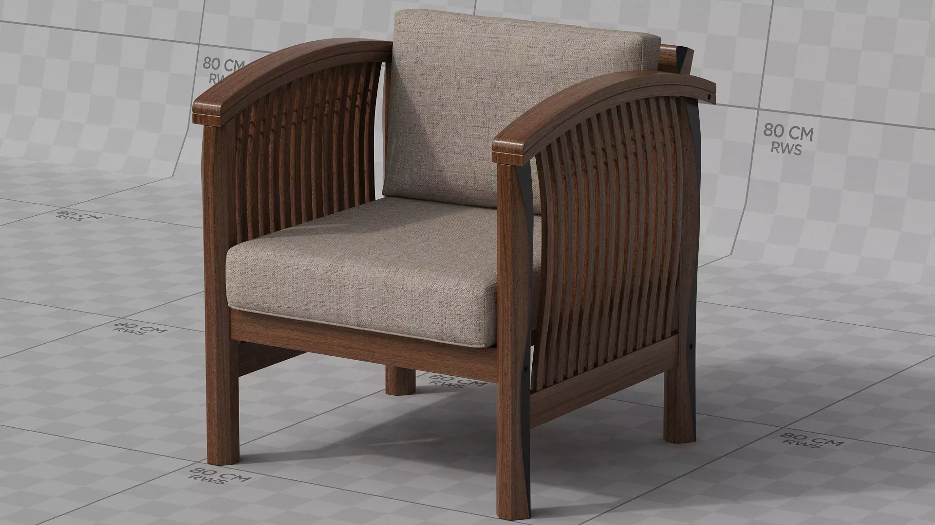 Armchair Wood Textile 3D model