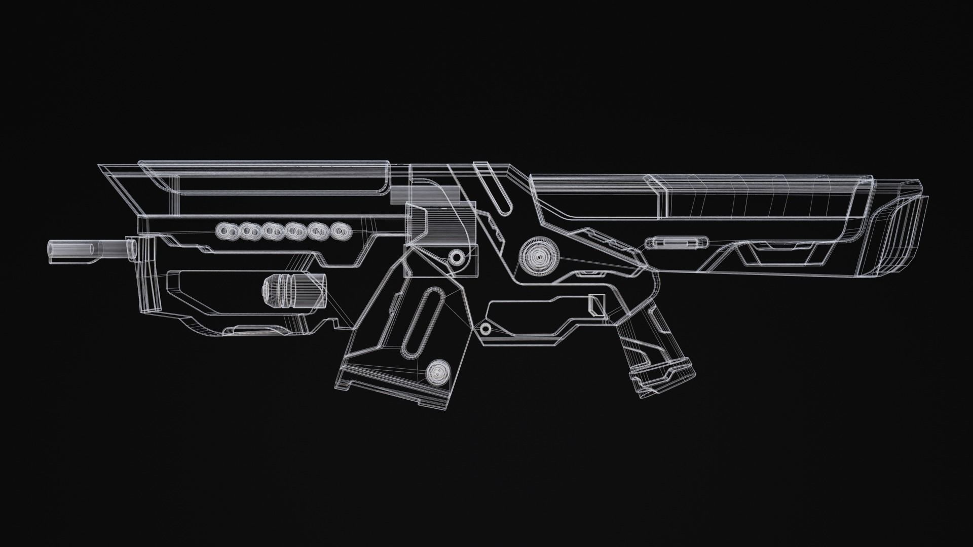 Thraxal Rifle Scifi Game Ready Low-poly 3D model_3